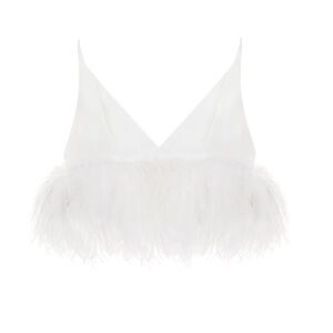 16 Arlington POPPY CAMISOLE IN WHITE CREPE & Feathers